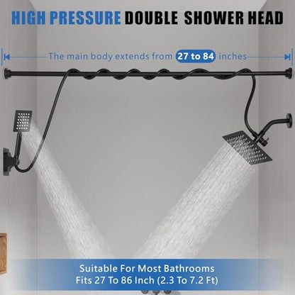 Voolan Dual Shower Head for Couples, High Pressure Rain Showerhead and Handheld Spray Combo, Adjustable Double Shower Heads for 2 People Bathroom (Black) - color: Matte Black