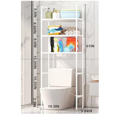 3-Tier Over The Toilet Storage, Space Saver Stainless Steel Bathroom Shelves, Freestanding Above Over Toilet Storage Shelf for Bathroom - color: White