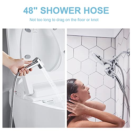 OFFO Shower Hose, 48 Inch Bidet Hose High Pressure Explosion Proof Toilet Hose for Bidet Sprayer Stainless Steel Electroplating Handheld Shower Hose Flex Hoses with Woven Inner Tube, Chrome - color: Chrome, size: 48 in