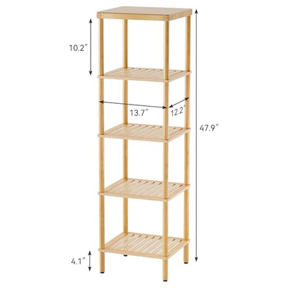 AmazerBath 5-Tier Bamboo Bathroom Shelf, Bathroom Standing Shelves, Multifunctional Shelving Unit for Living Room Bedroom Kitchen, Natural Color - size: 5 Tier - Natural