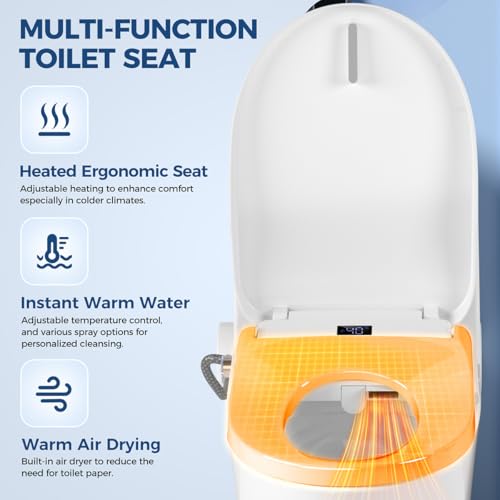 GAICOM Bidet Toilet Seat Elongated Electric Smart Heated Toilet Seat,Remote | Instant Warm Water & Air Dryer, Feminine & Front Rear Wash, Self-Clean Nozzle, Soft Closed Lid, Wireless Remote