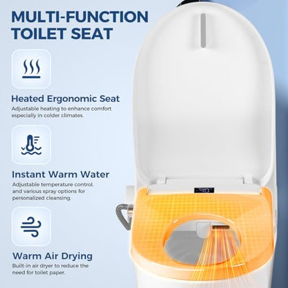GAICOM Bidet Toilet Seat Elongated Electric Smart Heated Toilet Seat,Remote | Instant Warm Water & Air Dryer, Feminine & Front Rear Wash, Self-Clean Nozzle, Soft Closed Lid, Wireless Remote