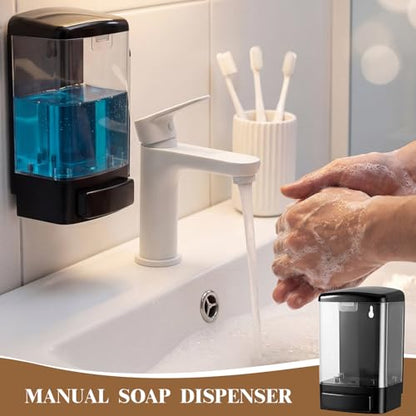 Hushee 4 Pcs Plastic Wall Mounted Soap Dispenser Commercial Manual Soap Containers Wall Dispenser for Kitchen Shower Hotel Liquid Shampoo Gel Chamber(33.8 oz 1000 ml,Clear) - color: Clear, size: 33.8 oz 1000 ml