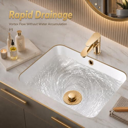 Snailhouse Bathroom Sink Stopper, Stainless Steel Pop Up Anti Clog Bathroom Sink Drain Strainer Plug with Brass Core and Removable Hair Catcher, Gold