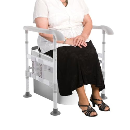 Toilet Safety Rails for Seniors Toilet Safety Frame with with 4 Clamps Adjustable Height & Width 330lb Toilet Handles for Elderly and Disabled Fit Any Toilet (Grey) - color: Grey