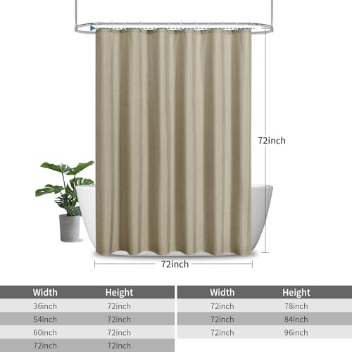 2-in-1 Waterproof Fabric Shower Curtain,No Separate Liner Needed,Linen Textured,Effortless Cleaning & Washable Bathroom Shower Curtain Set with 12 Plastic Hooks,72"x72",Khaki - color: Khaki, size: 72"W x 72"L (Pack of 1)