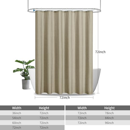 2-in-1 Waterproof Fabric Shower Curtain,No Separate Liner Needed,Linen Textured,Effortless Cleaning & Washable Bathroom Shower Curtain Set with 12 Plastic Hooks,72"x72",Khaki - color: Khaki, size: 72"W x 72"L (Pack of 1)