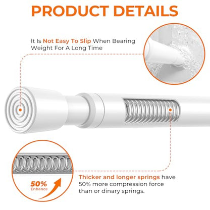 2Pack Tension Curtain Rod 26-39 Inch White No Drilling Spring Loaded Curtain Rods Adjustable Extendable Tension Rod for Window Closet Bookshelf Kitchen Bathroom - color: White, size: 2PCS-26-39 Inch