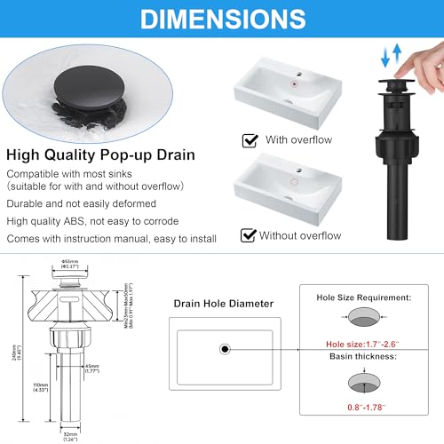 RUMOSE Bathroom Faucets 1 & 3 Hole Vanity Faucet with Drain Matte Black | Single Handle Bathroom Sink Faucet Set Waterfall Spout Kit with Deck Plate Rv Lavatory Basin Faucet, Stainless Steel - color: Matte Black