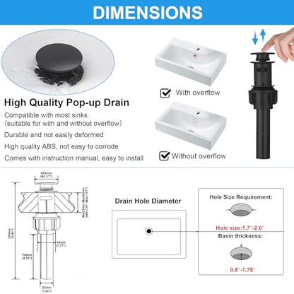 RUMOSE Bathroom Faucets 1 & 3 Hole Vanity Faucet with Drain Matte Black | Single Handle Bathroom Sink Faucet Set Waterfall Spout Kit with Deck Plate Rv Lavatory Basin Faucet, Stainless Steel - color: Matte Black