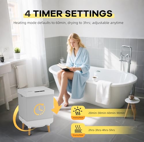 35L Foldable Towel Warmer Bucket for Bathroom,Large Quick Heat Hot Warming Tub,Blanket Heater Towel Warmers Bucket,One-Piece Space-Saving Design,Portable Housewarming Luxury Spa Gift at Home - color: 35l Grey (Foldable)
