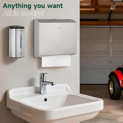anydry Touchless Automatic Liquid Soap Dispense Wall Mount 25oz Large Capacity Stainless Steel for Commercial (Brushed) - color: Brushed Stainless Steel