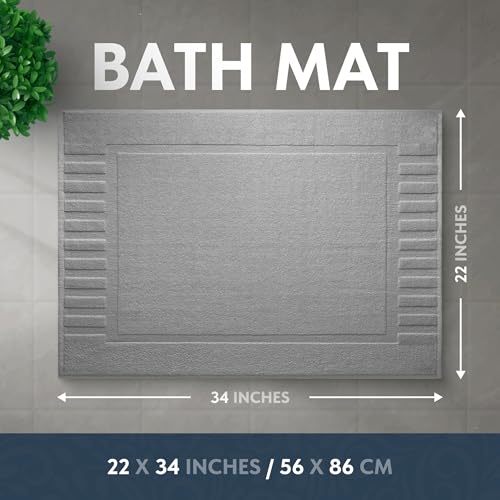 White Classic Luxury Bath Mat Floor Towel Set - Absorbent Cotton Hotel Spa Shower/Bathtub Mats [Not a Bathroom Rug] 22"x34" | 2 Pack | Light Grey - color: 02: Light Grey