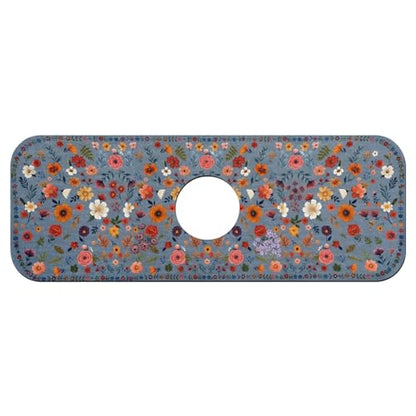 Faucet Fast Absorbent Pad - Boho Wildflower Blue Multi , Suitable For Kitchen, Bathroom, Island And Other Scenes - color: Boho Wildflower Blue Multi