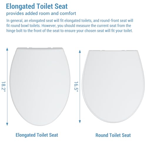 Soft Close Round Toilet Seat – Quick Release Hinges, Non-Slip Bumpers, Easy Clean, Stable Design – Fits Most American Standard Round Toilets – White Short (Round) Regular - size: Round