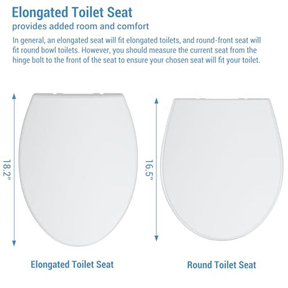 Soft Close Round Toilet Seat – Quick Release Hinges, Non-Slip Bumpers, Easy Clean, Stable Design – Fits Most American Standard Round Toilets – White Short (Round) Regular - size: Round