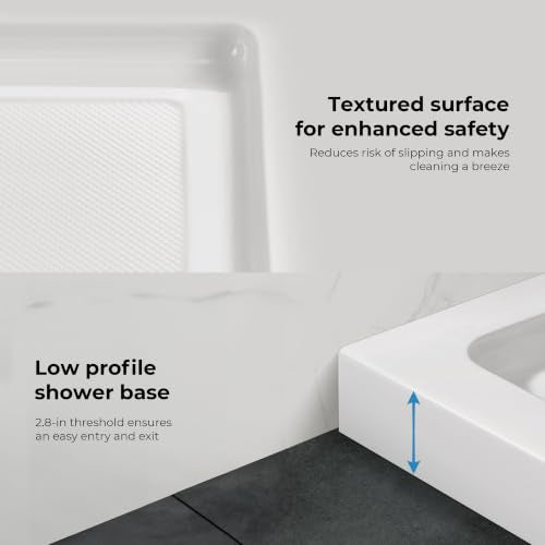 OVE Decors 54x32" Shower Base, White - size: 54 x 32, style: Side Drain