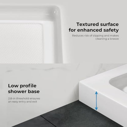 OVE Decors 54x32" Shower Base, White - size: 54 x 32, style: Side Drain
