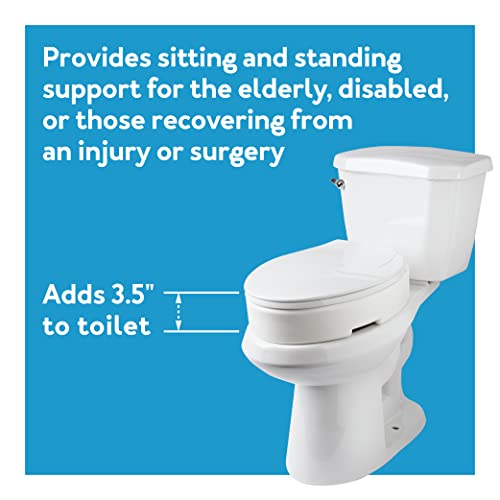 Carex Health Brands Hinged Elongated Toilet Seat Riser, Adds 3.5 Inches of Height to Toilet, 300 Pound Weight Capacity, Raised Toilet Seat, White (FGB32100 0000) - style: Elongated