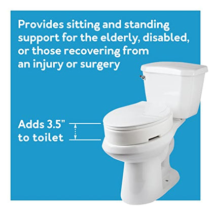 Carex Health Brands Hinged Elongated Toilet Seat Riser, Adds 3.5 Inches of Height to Toilet, 300 Pound Weight Capacity, Raised Toilet Seat, White (FGB32100 0000) - style: Elongated