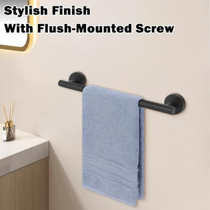 Livabber Bath Towel Bar, 304 Stainless Steel Towel Rack, Heavy Duty Towel Holder Wall Mounted for Bathroom/Kitchen, Usable Hanging Length-13.4 Inch, Total Length-16 Inch (Black) - color: Black, size: 16 Inch