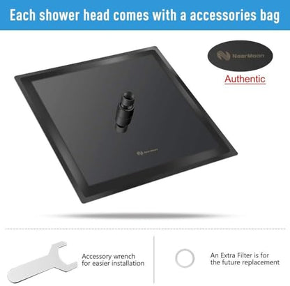 NearMoon Rain Shower Head, High Flow Stainless Steel Square Rainfall Shower, Waterfall Bath Shower Body Covering, Ceiling or Wall Mount (12 Inch, Matte Black) - color: Matte Black, size: 12 Inch Square