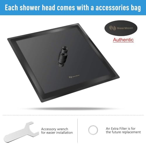 NearMoon Rain Shower Head, High Flow Stainless Steel Square Rainfall Shower, Waterfall Bath Shower Body Covering, Ceiling or Wall Mount (12 Inch, Matte Black) - color: Matte Black, size: 12 Inch Square