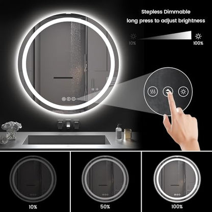 42" x 42" LED Bathroom Mirror with Lights, Backlit & Front Lighted, Wall-Mounted Vanity Mirror 3000K/4000K/6000K, Memory Functions, Anti-Fog, Dimmable Smart Mirror - size: 42"L x 42"W
