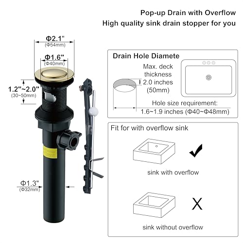 Polished Brass 2-Handle 8 Inch Widespread Bathroom Faucet, 3 Holes | Derengge Traditional Widespread Sink Faucet, With Pop-Up Drain 360° Swivel Stainless Steel Spout, F-8303-PB - color: Polished Brass