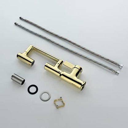 Rotatable Bathroom Faucet with Temperature Display in Fahrenheit (Batteries-Free), 3 Water Outlet Modes, Polished Gold, BF2204-5 - color: Polished Gold