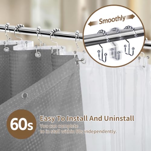 Siiluminisoy Shower Curtain and Liner Set, Waffle Shower Curtain Set with 12 Stainless Steel Hooks, Waterproof Luxury Fabric Shower Curtains for Bathroom and Hotel, Grey, 72" W x 72" H - color: Grey, size: 72"W x 72"L (Pack of 1)