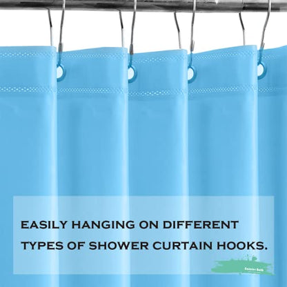 Baby Blue Plastic Shower Curtain Or Liner, 72x72 Inch Lightweight Cream Blue Plastic Bathroom Shower Showroom Inner Curtain with Rustproof Metal Grommet Holes and Weighted Magnets - color: D04-sky Blue, size: 72"W x 72"L (Pack of 1)