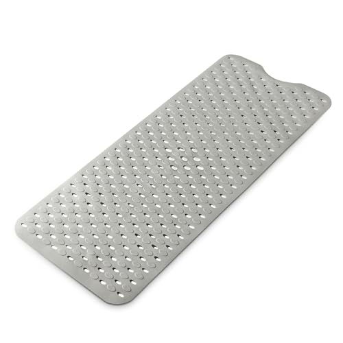 Non-Slip Bathtub Mats Bath Mat Machine Washable with Suction Cups for Tub, 39x15.5 inch, Grey - color: Grey