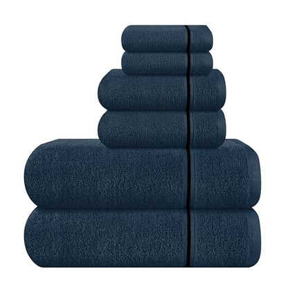 MyOwn Ultra Soft 6 Pack Cotton Towel Set, Contains 2 Bath Towels 28x55 inch, 2 Hand Towels 16x24 inch & 2 Wash Coths 12x12 inch, Ideal Everyday use, Compact & Lightweight - Mineral Blue - color: Mineral Blue, size: 6 Piece Set