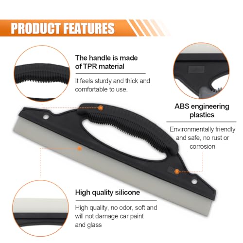 Squeegee Car Dryer Car Water Scraper Tool, 12 Inch Silicone Wiper Board Car Windshield Squeegee with Handle, Shower Squeegee Wiper Blade for Auto Windows Glasses Doors Mirrors Tile Walls (2PCS) - color: 2pcs
