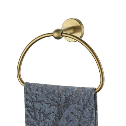 JQK Towel Ring Light Gold, Stainless Steel Half Ring Towel Holder for Bathroom, 7 Inch Brushed Golden Wall Mount, TR160-BG - color: Gold