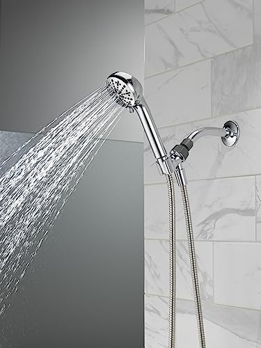 Delta Faucet 4-Spray Handheld Shower Head, Chrome Shower Head with Hose, Showerheads & Handheld Showers, Handheld Shower Heads, Detachable Shower Head, Hand Shower 2.5 GPM, Chrome 75413D - color: Chrome