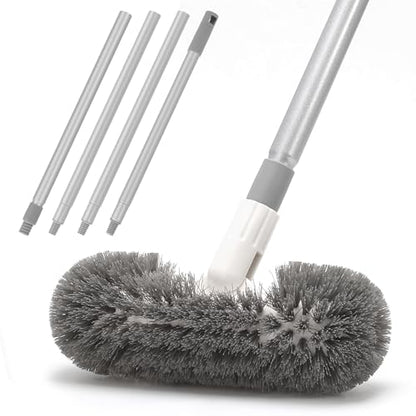 Hoklnuse Deck Brush with 51" Long Handle 360° Cylindrical Scrub Cleaner Tool for Cleaning Boat Pool Bathroom Ground 120° Swivel Floor Scrubber for Tile Grout Patio Tub Spa Adjustable Pole