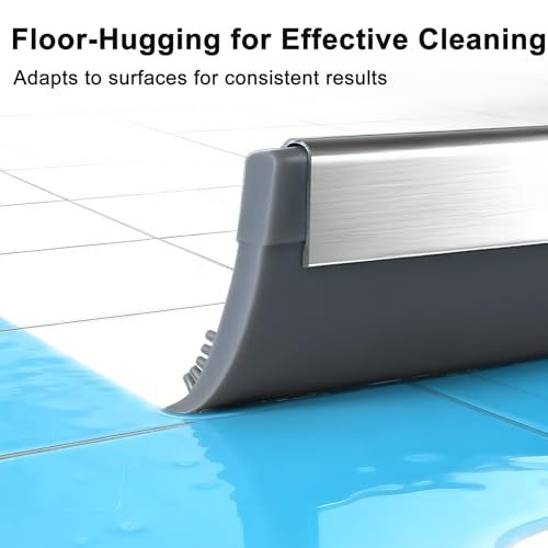 Floor Squeegee with 51"-58" Telescoping Handle & 180° Rotating Head, Water Removal for Tile & Hardwood, Under-Furniture Cleaning