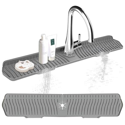 Kitchen Sink Splash Guard Gen2-30" x 6'' Silicone Sink Mat Splash Guard fit for Countertop, Bathroom,Farmhouse,RV by EBIGIC (Grey) - color: Grey 30in, size: 30”x 6.0”