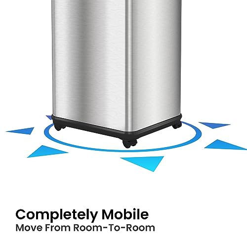 iTouchless Glide 13 Gallon Pet-Proof Sensor Trash Can with Wheels and Odor Control System, Stainless Steel - color: Black, Silver, 13 Gal with Wheels