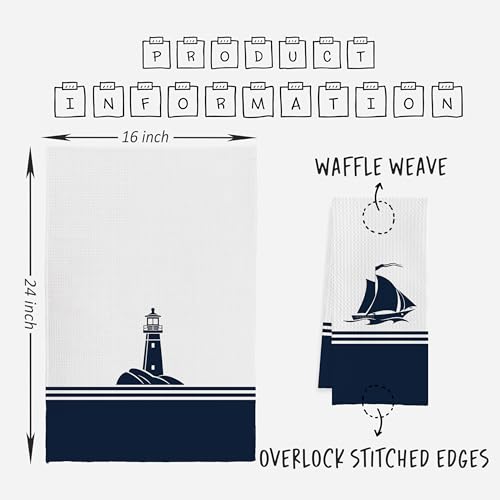 IWXYI Nautical Hand Towels,Beach Kitchen Towel,Beach Nautical Anchor Waffle Weave Kitchen Dish Towels Set,lAnchor Hand Towels Dish Cloths for Bathroom(16×24 Inches Set of 4) - color: Beach 4towel