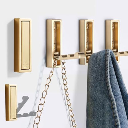 Foldable Gold Wall Hooks 4 Pack,Heavy Duty Wall Hooks for Hanging Coats Towels Backpacks Bags Brushed Gold Towel Hooks in The Bathroom,Closet,Entryway,Pool and Kitchen.(Gold, 4) - color: Gold, size: 4