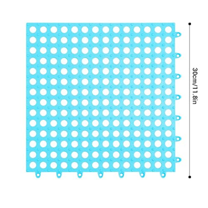 Tyenaza 10Pcs Bath Tub Shower Mat, Suction Cup Floor Mats Anti Slip Plastic Mosaic Bath Mat Tub Bathroom Mats for Kitchen Bathroom (Blue) - color: Blue