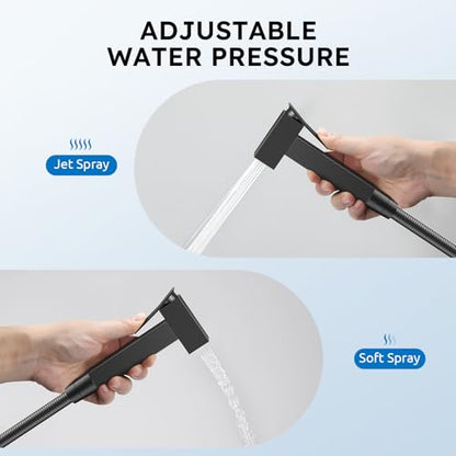 Arofa Built-in Hot and Cold Bidet Sprayer, Hands-Free Control, Matte Black | Wall-Mounted Design, Dual Control Modes, Leak-Free Hose, Feminine/Baby/Pet Wash, Cloth Clean & Rinse, Stainless Steel, Square - color: Black, size: Built-in Hot & Cold Water Mode