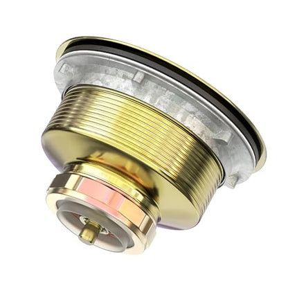 KONE 3-1/2 Inch Kitchen Sink Drain Assembly Stainless Steel Gold Kit with Strainer Basket/Rubber Stopper, Rustproof Durable Gold Finish Replacement for Standard Commercial Sink Drains - color: Gold