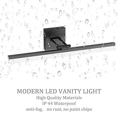 Ralbay 24" LED Modern Black Vanity Light 14W Adjustable Matte Black Bathroom Vanity Light Modern LED Bathroom Vanity Light Fixtures Over Mirror (6000K Cool White Light) - color: Black, size: 24 inch