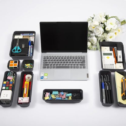 Kutesna 44 PCS Interlocking Drawer Organizer, Plastic Desk Organizer Set | 4-Size Versatile Storage Bins,BPA-free, Non-slip, Fits Any Drawer for Cosmetics, Bathroom, Tools, Kitchen and Office