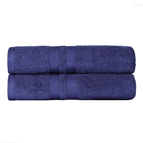 Superior Ultra-Soft 2-Piece Cotton Bath Sheet Set, Perfect for Bathroom Decor, Shower, Spa, Gym, Guest Room, Home Essentials, Daily Use, Soft, Absorbent, Oversized Body Towels - Navy Blue - color: Navy Blue, size: Bath Sheet (2-Pack)