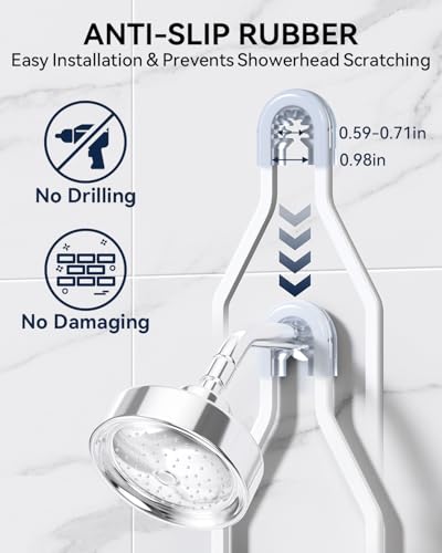 Never Rust Shower Caddy Hanging, Aluminum Shower Racks for Inside Shower, 2-Tier Shower Organizer Hanging Over Shower Head with Hooks and Soap Holder, White - color: White